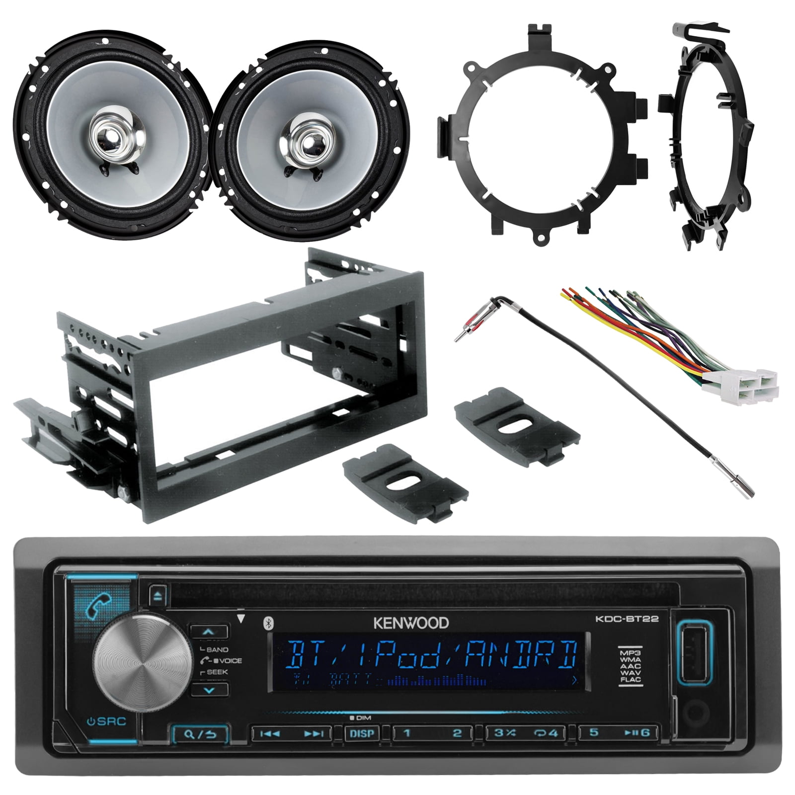 Kenwood single din aux usb am fm cd bluetooth stereo, 2x 6 5\
